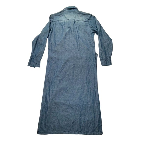 Kroix Women's snap front Long‎ Denim Dress Blue western Y2K L/S Large chambray - Picture 10 of 10